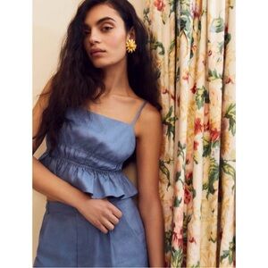 Reformation Periwinkle Peplum Top